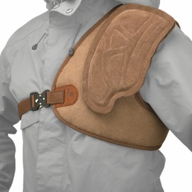 WAYNE'S DOG Adjustable Rifle Shotgun Field Shield, Leather Shooting Shirt Recoil Pad for Hunting Archery (#03 Lefty Shoulder -Brown)