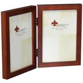 Lawrence Frames Hinged Double Walnut Wood Picture Frame, Gallery Collection, 4 by 6-Inch
