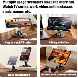 OFFCURVE Soporte para Celular de Escritorio, Ajustable Universal 360° Plegable, Base Portátil para Teléfono, Soporte Portátil para Oficina, Estudio o Viajes - Accesorios para Escritorio