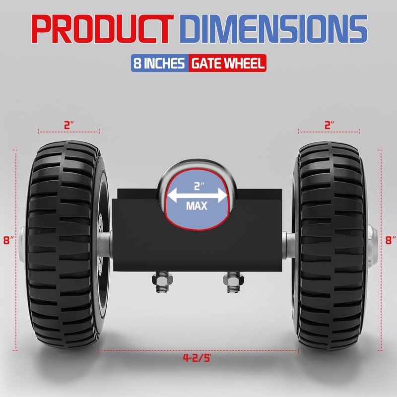 USCaster Rolling Gate Wheel for Sliding, Chain Link, Metal Fences