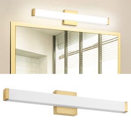 YHTlaeh Bathroom Vanity Light Brushed Nickel Square LED 24 inch 14W 4000K Natural White Light Wall Bar Lighting Fixtures Over Mirror (Metal Brass, 24in)