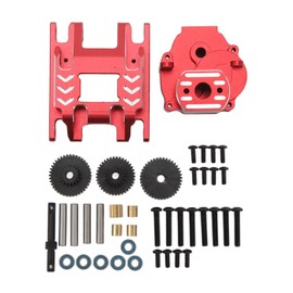 RC Gearbox Assembly Aluminum Alloy Gearbox Housing Transmission Gear and Base for Traxxas 1/18 RC Car Upgrade Parts Red