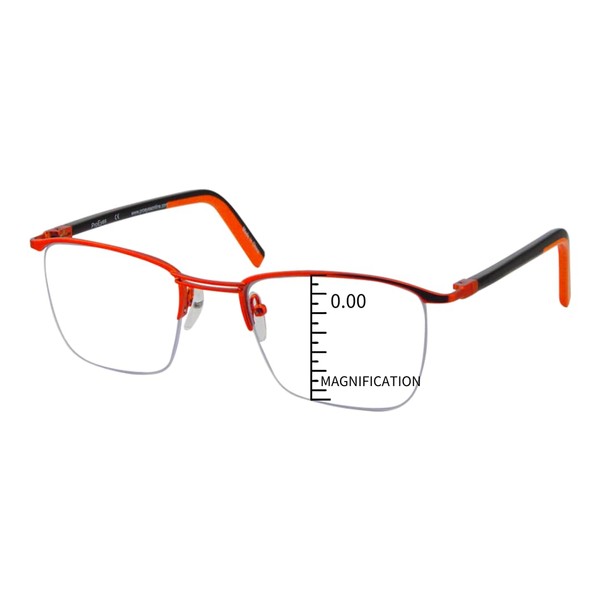 ProEyes Attitude 2, Progressive Multifocus Reading Glasses, Anti Blue Light Resin Lens, Zero Magnification on Top Lens (Square Orange, up+0.00,down+2.25)