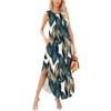 LRISES 2024 Womens Summer Sleeveless Maxi Dress Boho Leafs Print