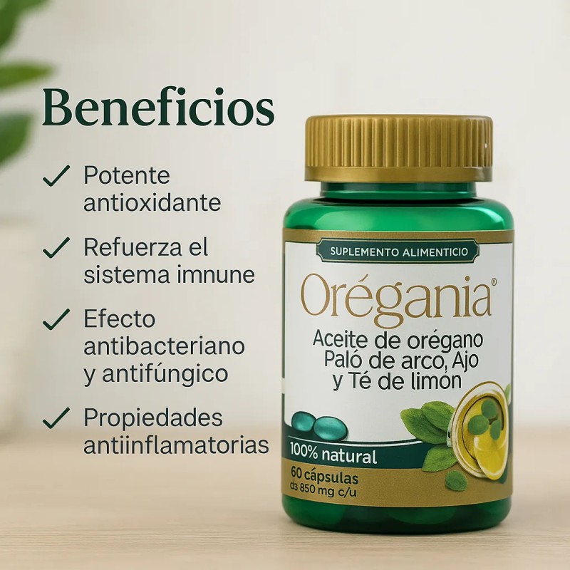 Oregania Aceite Orégano Capsulas Palo Arco Limon Sabor