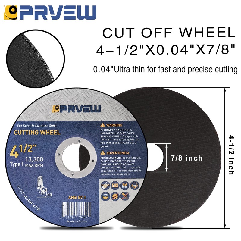 PRVEW 60-Pack Cut Off Wheels 4 1/2 Inch,4.5"x0.04"x7/8" Angle Grinder