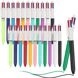 OWill 22 Pcs 4 Colour Pens,Multi Coloured Pens All in One,4-in-1 Retractable Ballpoint Pens 1.0mm for Office School Supplies Students Children Gift