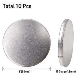 Eoiips 2" Diameter Stainless Steel Disc, 15 Gauge Thickness Round Circle Plate 304 Stainless Steel for Crafts Metal Stamping and Jewelry Making (10pcs)