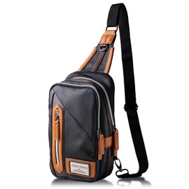 RONDE [Smart Bag for the Capable Adult] Crossbody Body Bag [Leather x Mesh Back] Shoulder Bag Body Bag One Shoulder Large Capacity Crossbody Bag Sports Bag Men's, Camel, Free size