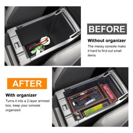 MOCHNET Center Console Organizer for 2024 2025 Subaru Crosstrek Accessories & 2024 Subaru Impreza Console Tray, 2024 Crosstrek Accessories 2024 Impreza Armrest Storage Box Insert Holder (Orange Trim)
