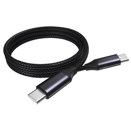 BoxWave Cable Compatible with Ulefone Power Armor 14 - DirectSync PD Cable (3ft) - USB-C to USB-C (100W), Type C Braided 3ft Charge and Sync Cable - Jet Black