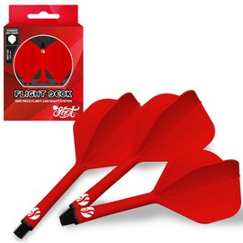 Shot! Darts Flight Deck One Piece Dart Flight and Shaft System, Reduced Deflections, Standard Shaped Flight (350 Micron), Available in Set of 3 (Red, Inbetween)