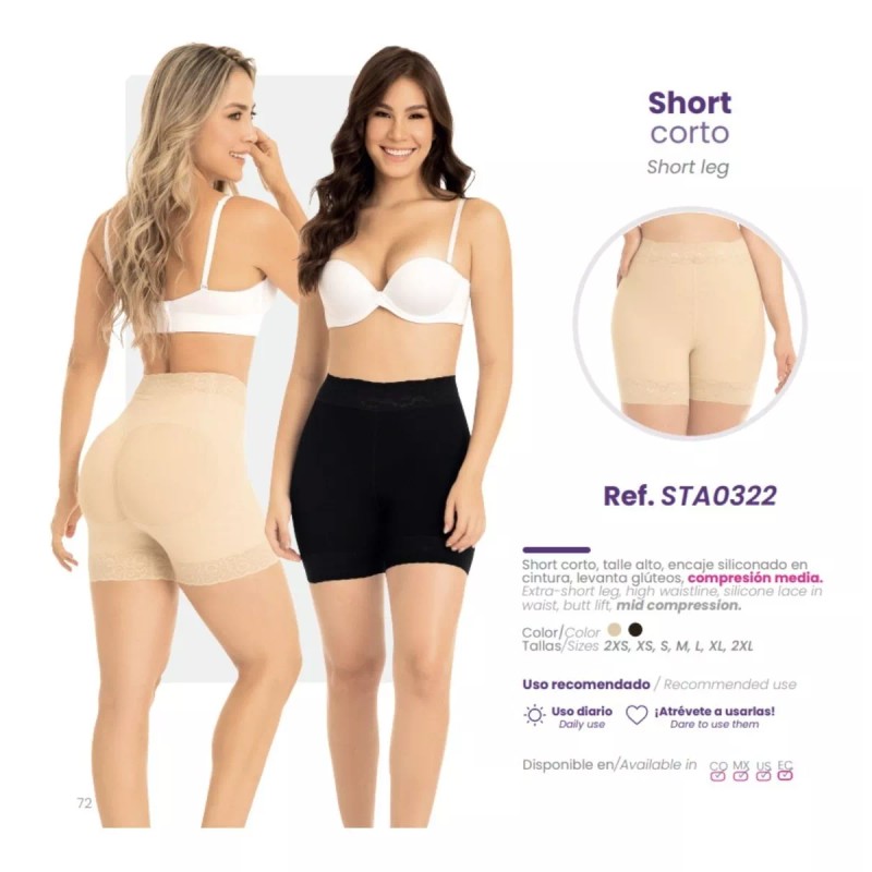 MD Short Colombiano Myd Levanta Gluteo Moldeador