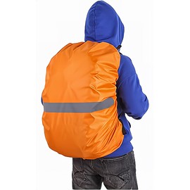 Backpack Backpack Cover, Waterproof Design, Cross Buckle, Rain Protection, Heavy Duty, Rain Cover, Reflective Tape (Orange, M (45L))