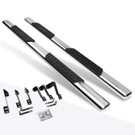 (2Pcs) 5 Inch Chrome Stainless Oval Nerf Step Bars Side Steps Compatible with 99-14 Silverado Sierra Extended Cab