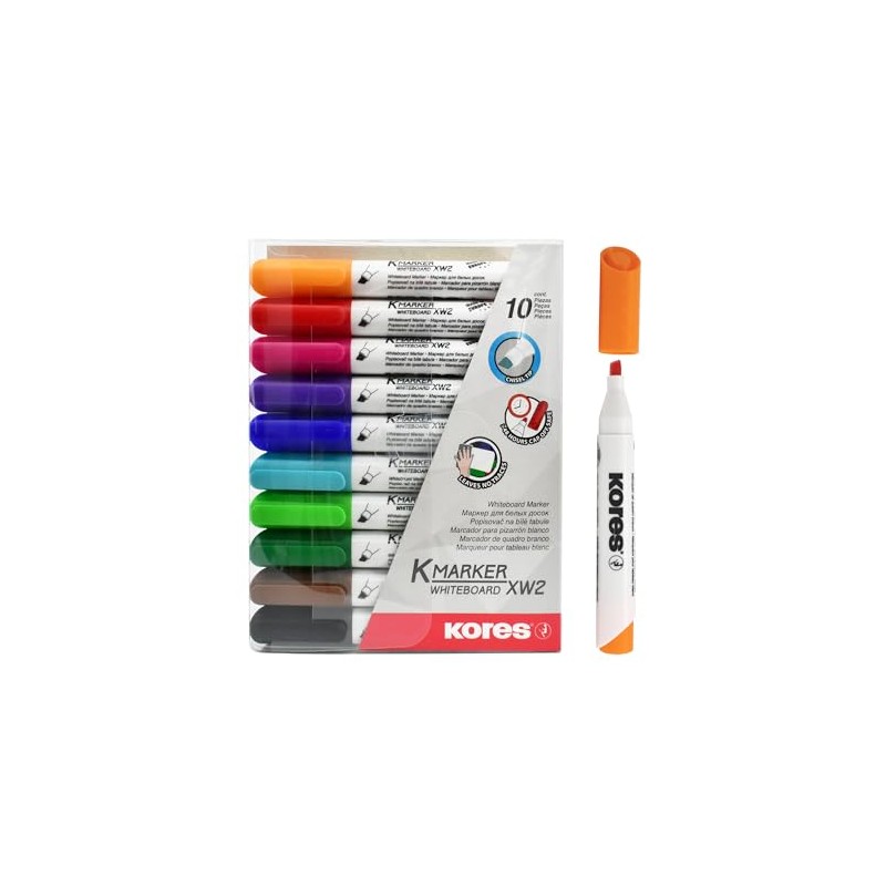 Marcadores para Pizarron Blanco Kores Estuche con 10 pzas