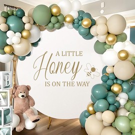 A Little Honey is on The Way Wall Decal - Baby Shower Party Decor Stickers Wall Decals for Gender Reveal, Birthday, Welcome Baby Baptism Party Supplies, Photobooth Backdrop