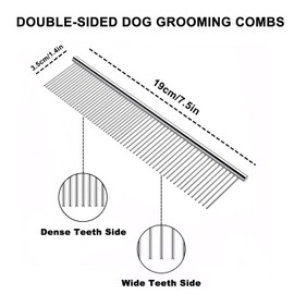 YINGFAN Dog Comb, Stainless Steel Dematting Comb for Dogs and Cats, Metal Dog Comb Removes for Knots and Tangled Hair (7.5 inches)