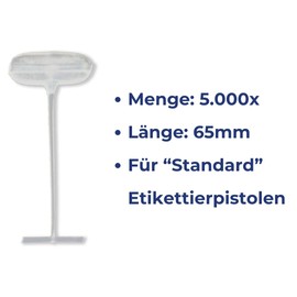 5.000 Tacking Threads for Tagging Day Pins for Anheftgerät Stamp Labelling Machine Standard 65 mm [FS65]