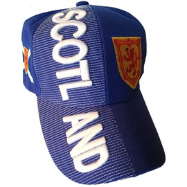Baseball Caps Hats with Five 3D Embroideries – Countries of Europe (3-Pack, Country: Scotland - 2)
