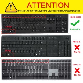 Keyboard Protector Skin for Dell KM636 Wireless Keyboard & Dell KB216 Wired Keyboard & Dell Optiplex 5250 3050 3240 5460 7450 7050 & Dell Inspiron AIO 3475/3670/3477 All-in one Desktop Keyboard, Clear