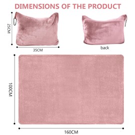 Bocguy Travel Blanket, Ultralight, 2-in-1 Transformation Pillow, Travel Blanket, Travel Gadgets with Sleeping Mask and Earplugs, Portable Thin Blanket for Camping, Business Trips (Pink)
