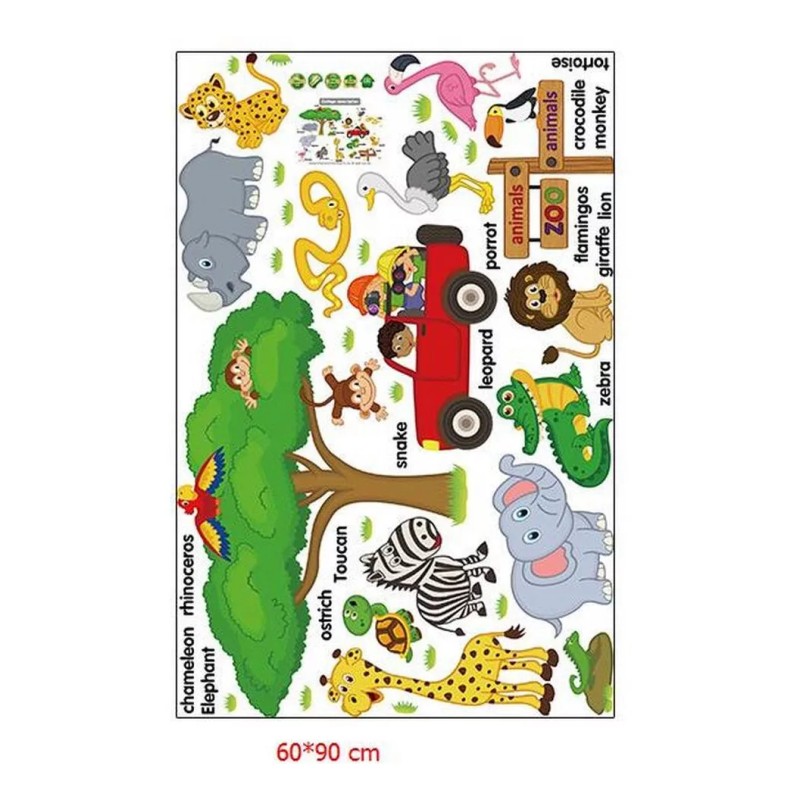 DaraBaby Vinil Decorativo Infantil Animales Ingles Sala Estancia Sala