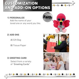 DolliBu Big Eye Flamingo Stuffed Animal with Silver Cross Plush - Religious Baptism Gifts for Boys and Girls, Dedication Christening Gifts Plush Prayer Toy Healing Stuffed Animal - 6 Inches