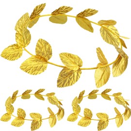 meekoo 3 Pieces Gold Leaf Headbands Roman Laurel Wreath Crown Greek Headpiece Goddess Costume for Women Men Headdress Accessories Christmas Party Decoration