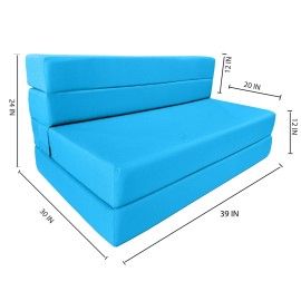 Danfuton Twin Lounger Folding Foam Mattress Portable Sofa Bed Sit Sleep 6x39x80 Turquoise