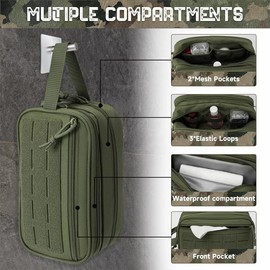 AAIHUA Molle tactical bag management bag practical laser cutting EDC tool kit horizontal modular Bag-Waterproof storage-US Flag Patch(Khaki)