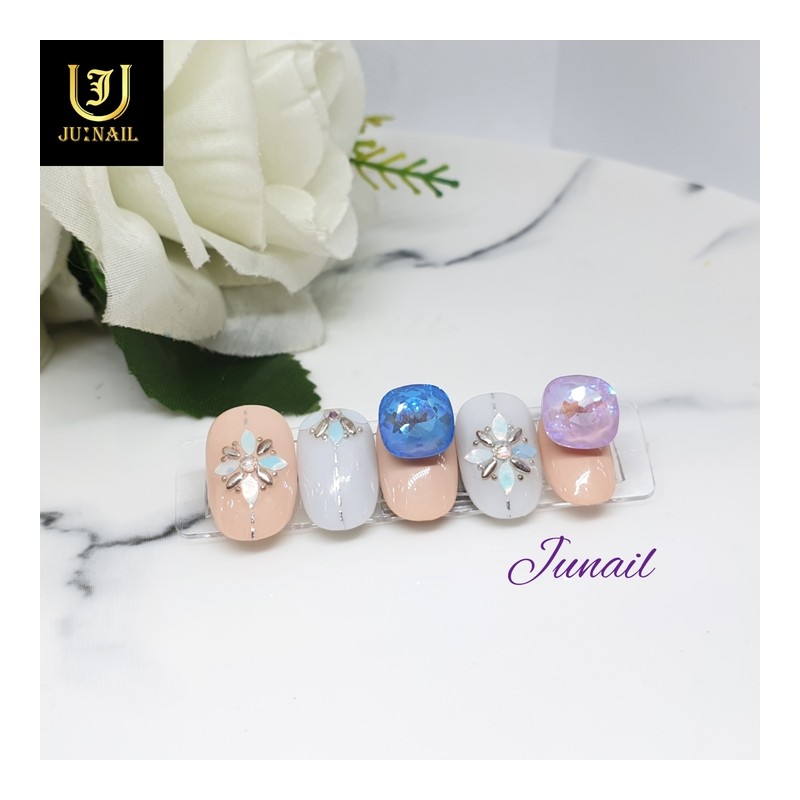 Sweet Flower Handmade Nail Tips - Short Ballerina / Sweet