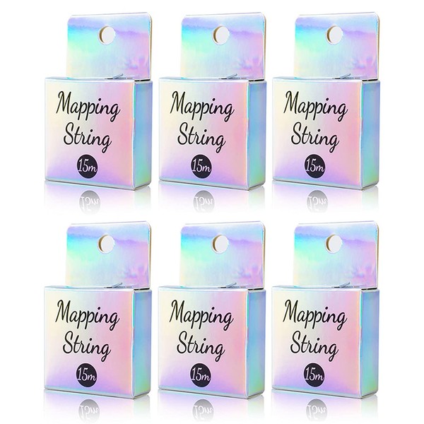 XIAOYU 15m Mapping String Pre-Coloured for Eyebrow Measurement, Microblading Supplies, Pre-Coloured Mapping Thread, Pack of 6 (White Ink)