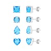 GZWHD Sky Blue Aquamarine Stud Earrings for Women Square Round
