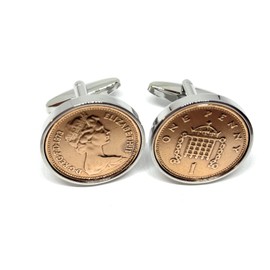 1973 52nd Birthday/Anniversary Silver Plated 1p Penny1 pence coin cufflinks 72nd birthday gifts for men