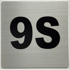 Apartment number 9S sign - UNIT NUMBER 9S SIGN (SILVER, SIZE 4x4 inch, DOUBLE SIDED TAPE) -Broadway Line