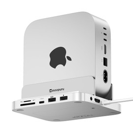 Minisopuru iExpandMate MINI218B MAX Mac Mini M4 Dock Support 4K@60 HDMI, 10Gbps USB C/A, TF/SD, 2X USB A 2.0, Mac mini hub & stand with 4TB M.2 NVMe SSD (Not Included) for M4 and M4 Pro