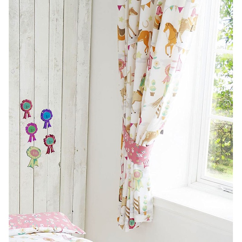 Girls duvet sets horse riding quilt cover bedding & curtains