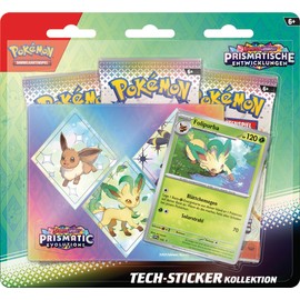 Pokémon - Trading Card Game Tech Sticker Collection Crimson & Purple - Prismatic Developments: Folipurba (1 Holographic Promo Card & 3 Booster Packs)
