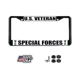 BLVD U.S. VETERAN SPECIAL FORCES MILITARY Black Metal License Plate Frame Tag Border