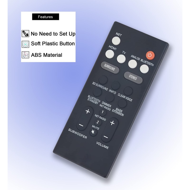 Replacement Remote Control for Yamaha Soundbar ATS-1070 ATS-1080 ATS-1060 ATS-2090