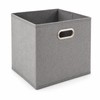 Foldable Fabric Storage Cube Bin with Metal Handles, Gray