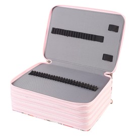 Shulaner 250 Slots Colored Pencil Case Organizer with Zipper Large Capacity Pen Holder Bag for Artist Pink Flower