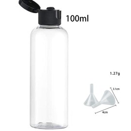 100ML Reiseflaschen Set mit Flip Cap (5 Stück) Leere Spender Plastikflasche Set, Abfüllflaschen für Kosmetik mit Trichter (Transparent)