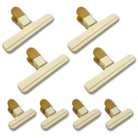 HYmish Bag Stopper Clips, Sealing Clips, Strong Kitchen Clips, Bag Sealing Clips, Multi-purpose, Set of 8, Beige