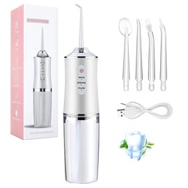 Irrigador Bucal,Limpieza Dental Portatil,3 Modos de Limpieza y 4 Puntas,irrigador Dental Inalámbrico 220ML,IPX7 impermeable,Irrigador Oral Desmontable Para Dientes,Encías,para Hogar,Viajes (Color 1)