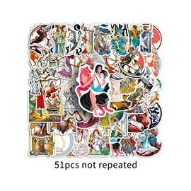51PCS Ancient Greek Mythology Stickers for Water Bottle,Skateboard,Car,Laptop,Helmet,Notebook,Scrapbook,Luggage,Trendy Retro Myth Vinyl Decal,Teens Adult Sticker,Cartoon Aesthetic Graffiti Sticker