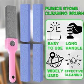 Lmuwecno Pumice Stone Toilet Stick,Pumice Chisel Sticks Cleaning,Pumice Stine Scrubber and Cleaner for Cleaning Toilet Bowl,Bathroom,Kitchen,6Pcs Pumice Stone and 1 Love Handle (6Pcs-C)