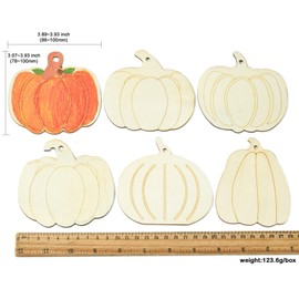 UR URLIFEHALL 30 Pieces 6 Styles Wooden Pumpkin Cutouts Unfinished Wood Hanging Decoration with Jute Cord for Painting Craft Home Wall Tree Decoration
