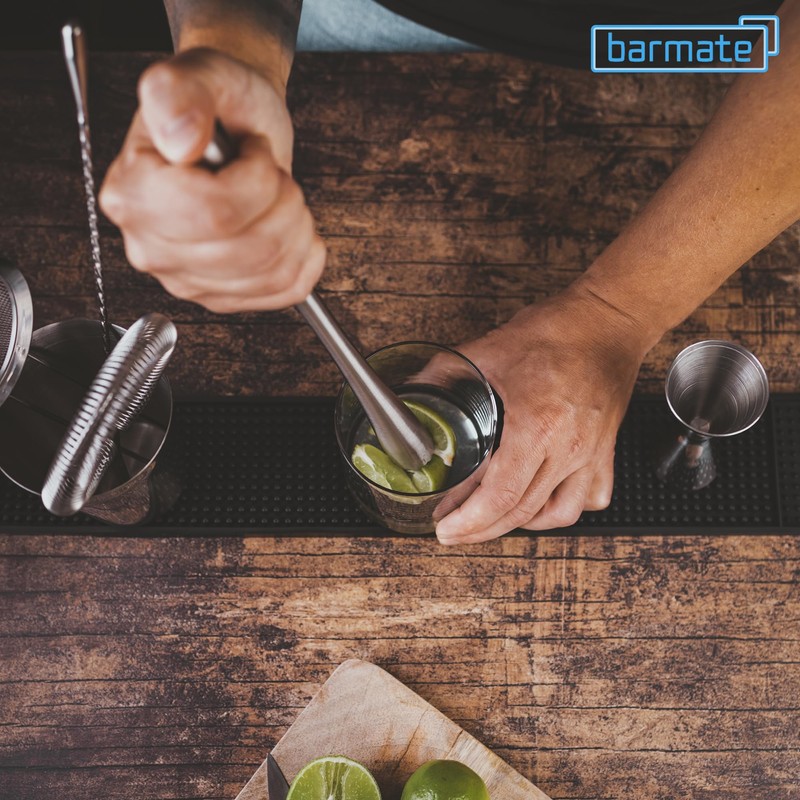 barmate Stainless Steel Muddler - Long Bar Muddler with Ergonomic